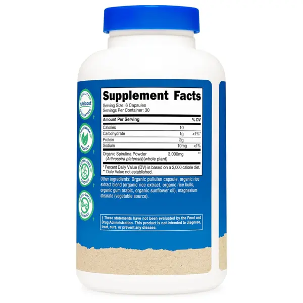 Nutricost Made With Organic Spirulina Capsules